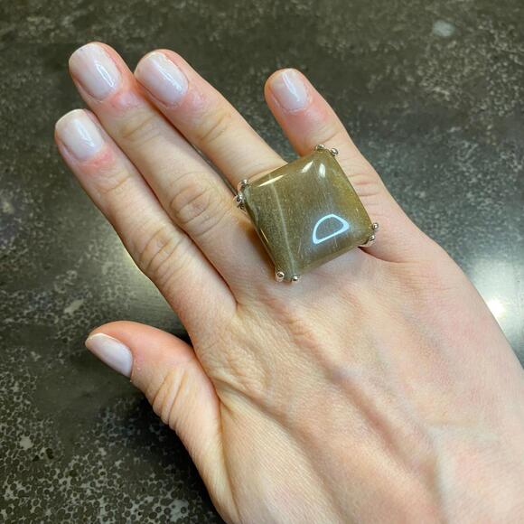 Polychrome Jasper Oversized Square Ring Size 91 - Picture 1 of 3